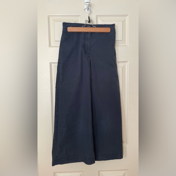 COS Wide Leg Ankle Length Navy Cotton Pants - Picture 1 of 9